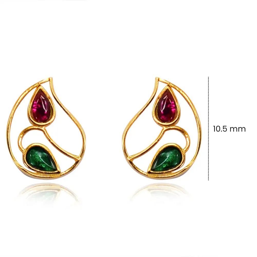 Silver 92.5 Aam Ras Red & Green Studs