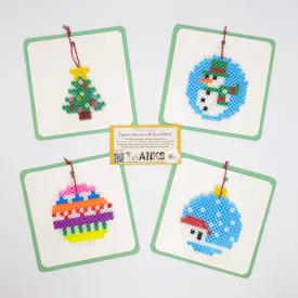 Square Christmas cards with Hama Beads Ornaments