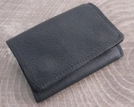 Trifold Wallet Black Leather Soft