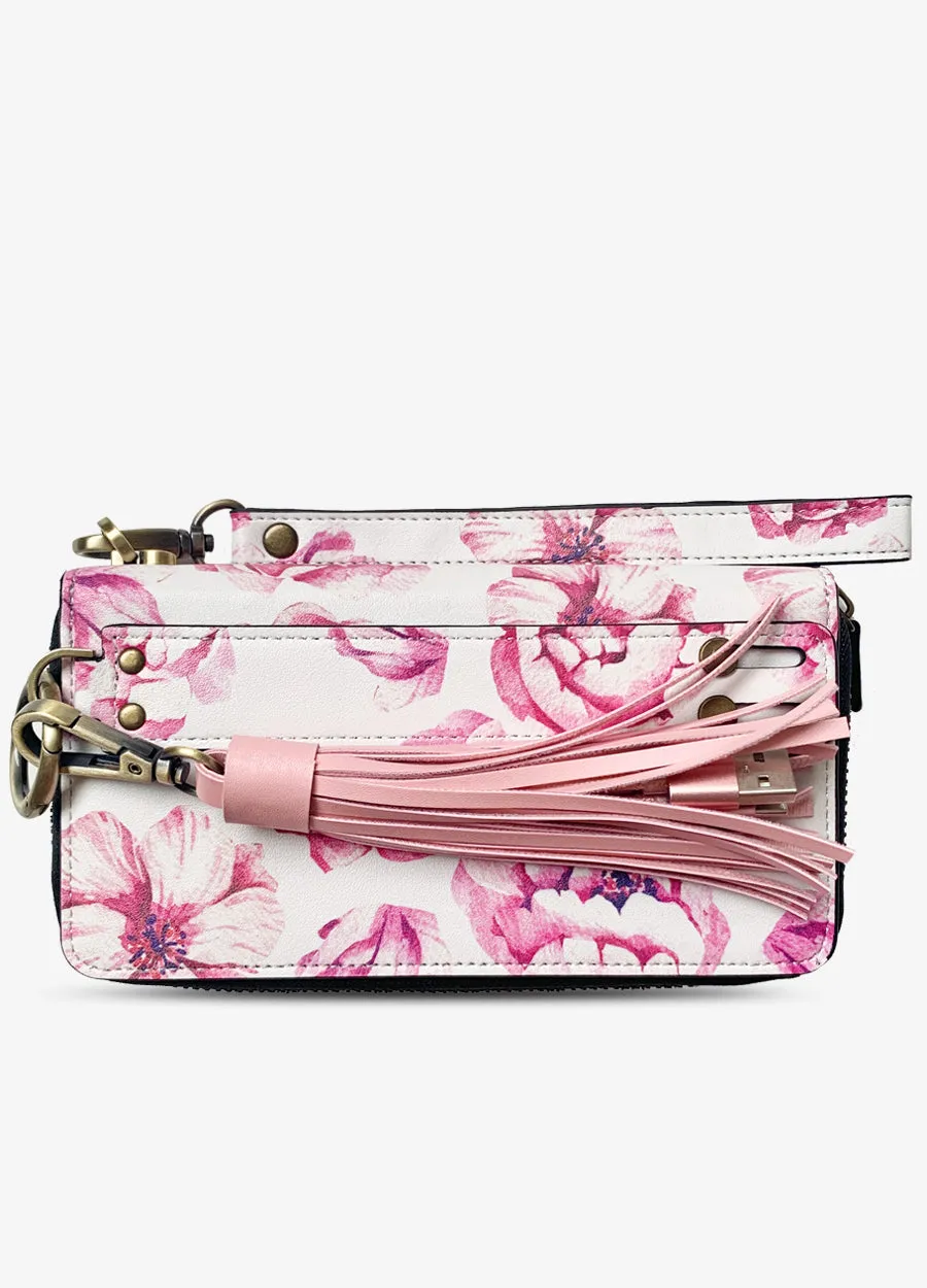 Ultimate Wristlet Phone Case in Pink Peonies