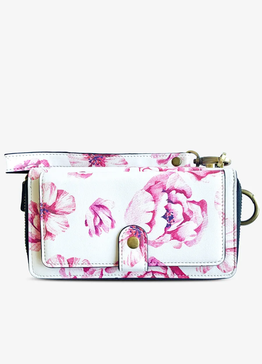 Ultimate Wristlet Phone Case in Pink Peonies