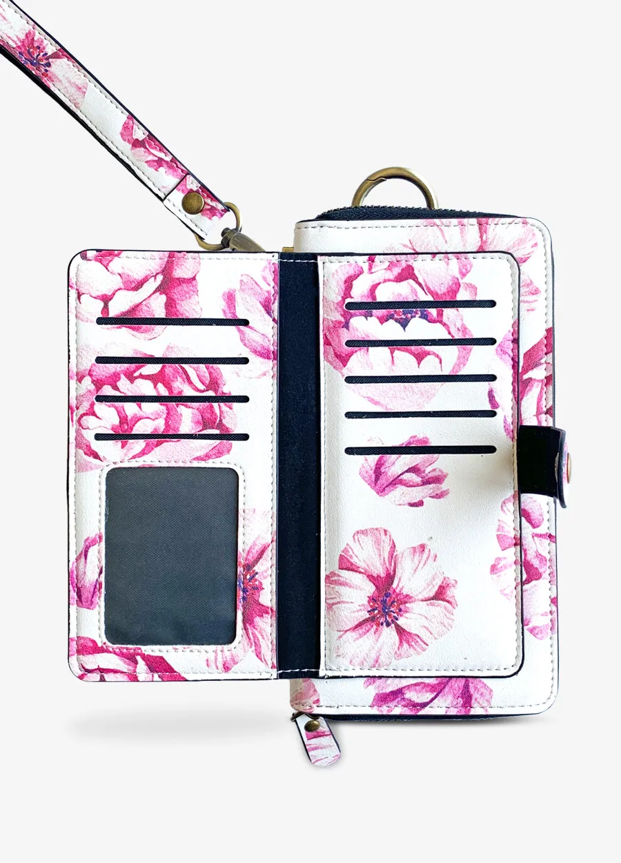 Ultimate Wristlet Phone Case in Pink Peonies