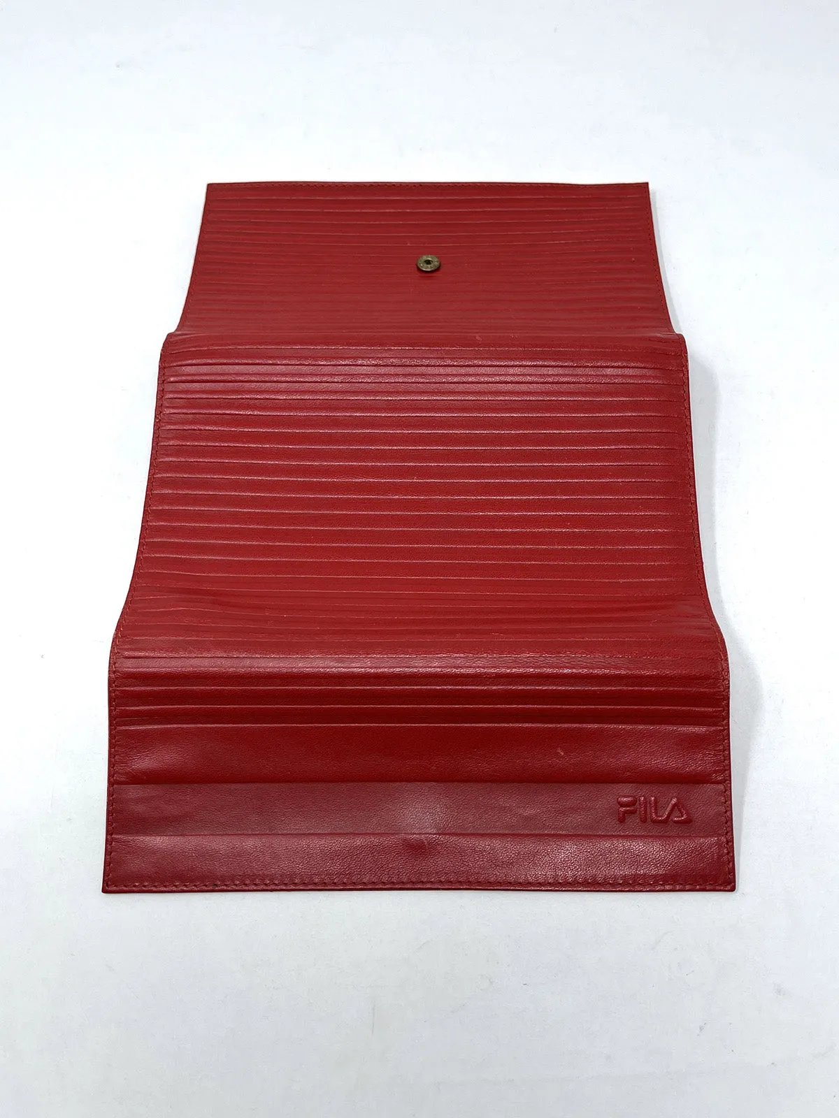 Vintage Fila Red Leather Tri-Fold Wallet