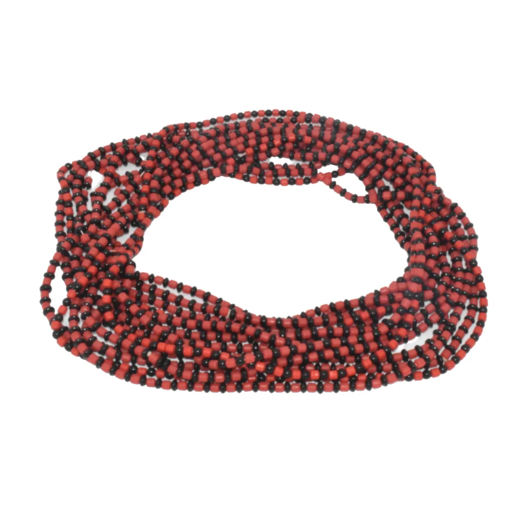 WB6- Igbo Red African Glass Seed Waist Beads Belly Chains