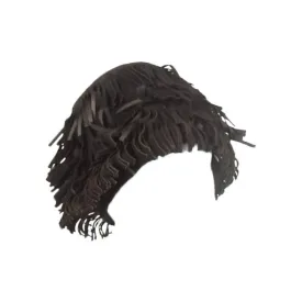 YVES SAINT LAURENT Black Suede Fringe Hat | Size 58